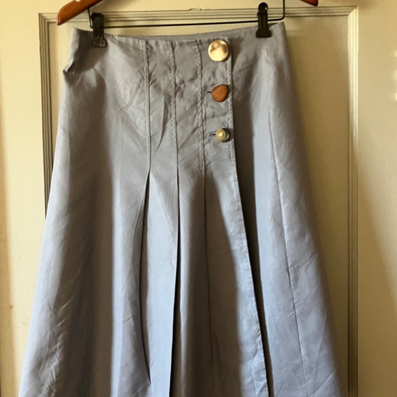 MANGO Pleated Wrap Midi Skirt – Periwinkle Blue  Feminine Classic Style size sm - Picture 3 of 9